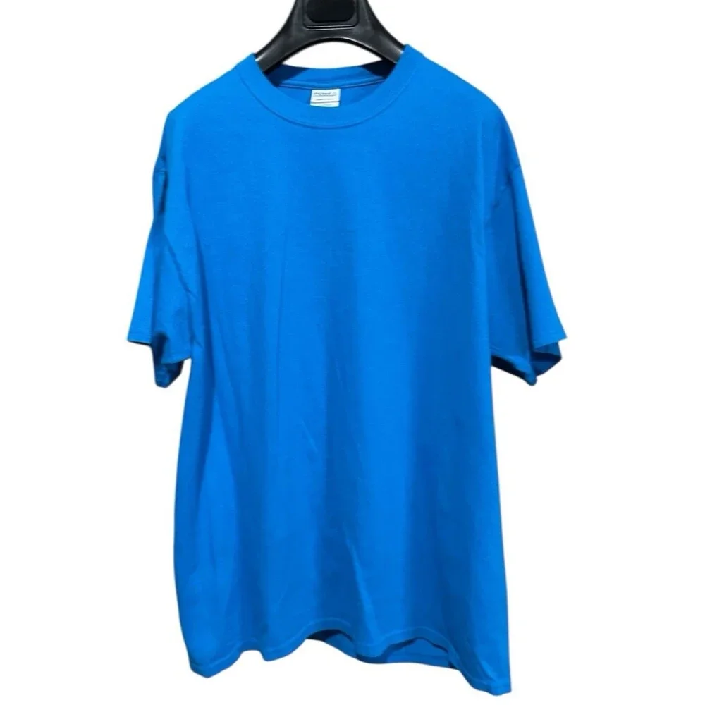 Trader Joes T-shirt L torquoise blue grocery store employee crew market